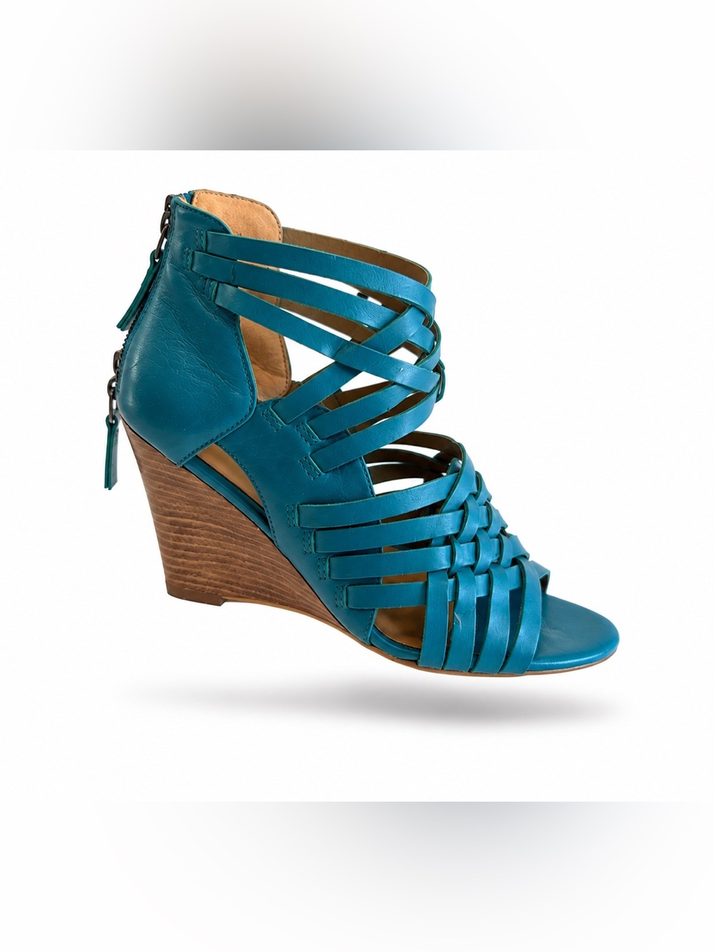 Nine West Teal Strappy Wedge Sandals CT